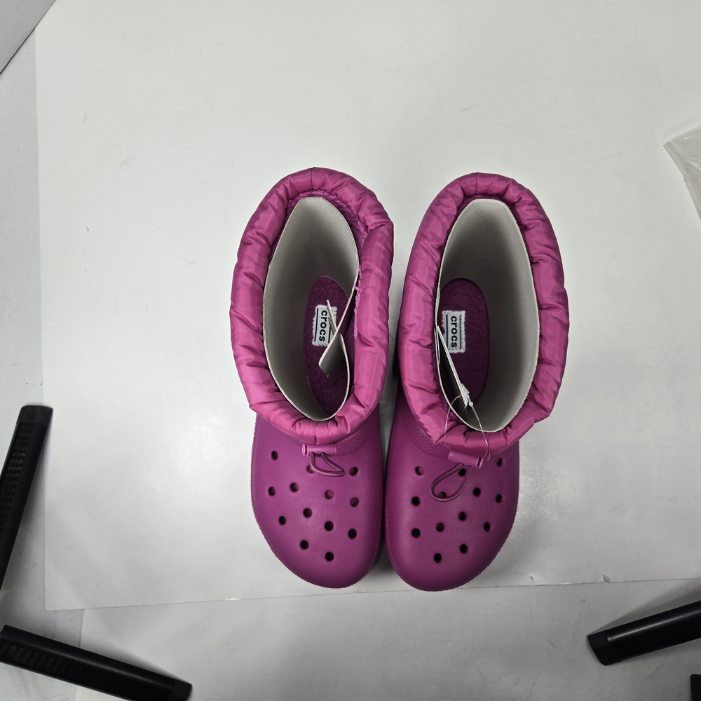 Crocs Classic Lined Neo Puff Fuschia Fun Pink Kids Snow Boots Size J6 (Big Girl) - Picture 8 of 11
